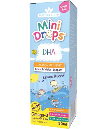 Natures Aid DHA Omega-3 Mini Drops for Infants & Children - Sugar Free 50ml - Buy Online on GoSupps.com