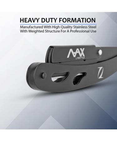 NAAX Professional Barber Straight Edge Razor - Premium Quality Safety Razor for Close Shaving - Men's Manual Shaver in Black - Buy Online on GoSupps.com