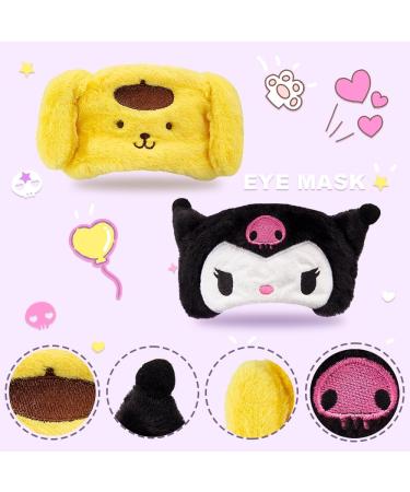 Kawaii Cartoon Sleep Eye Mask | Cute Plush Blackout Eye Cover for Kids Teens & Women - Kuro - Buy Online on GoSupps.com