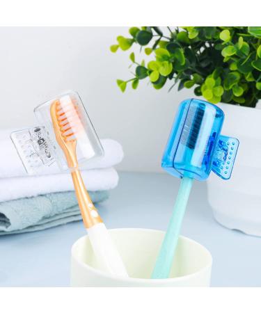 4 Pack Travel Toothbrush Head Covers - Portable Dental Brush Protectors for Home, Camping, and Travel - Blue, Yellow, Grey, Clear - Buy Online on GoSupps.com
