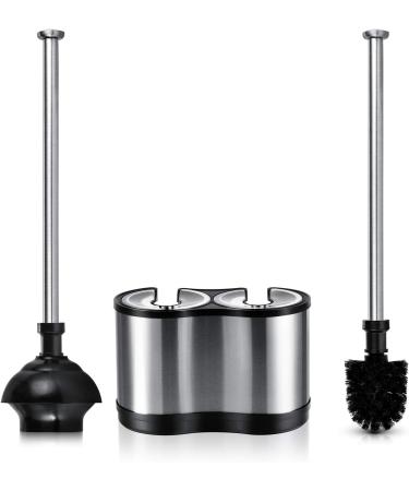 Stainless Steel Toilet Brush and Plunger Combo Set - ToiletTree Modern Deluxe 2 Pack - 4.5 x 9.75 x 18.5 - Buy Online on GoSupps.com