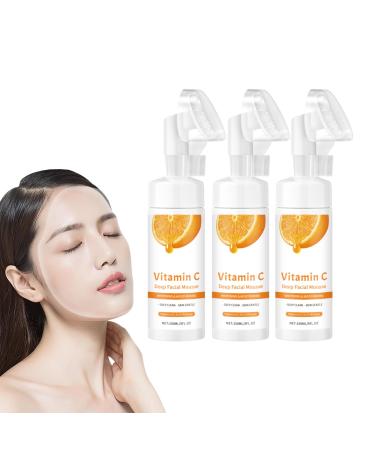 VKaoess Vitamin C Foaming Facial Cleanser with Coconut Water and Aloe Vera Brightening Face Wash for All Skin Types Cleanses & Makeup Improves Uneven Skin Appearance 3 Bottles