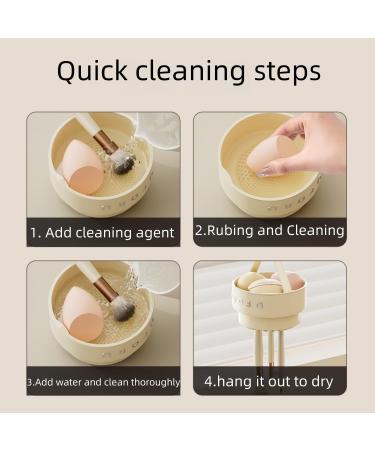 3-in-1 Makeup Brush Cleaner & Organizer | Silicone Cleaning Bowl & Drying Holder for Cosmetics - Buy Online on GoSupps.com