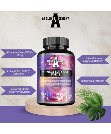 Sodium Butyrate Forte 400 mg (80% Butyric Acid) - 100 Capsules V g tales - 100 jours d'approvisionnement - Suppl ment pour soutenir la sant de l'intestin - par Apollo's Hegemony - Buy Online on GoSupps.com