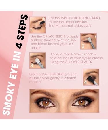 Pro Blending Brush Set - Smoky Eye Shadow Contour Kit - 4 Essential Shapes - Best Choice Crease All Over Shader Tapered Soft Blender - Shading & Blending of Eyeshadow Makeup Cream Powder Highlighter - Buy Online on GoSupps.com