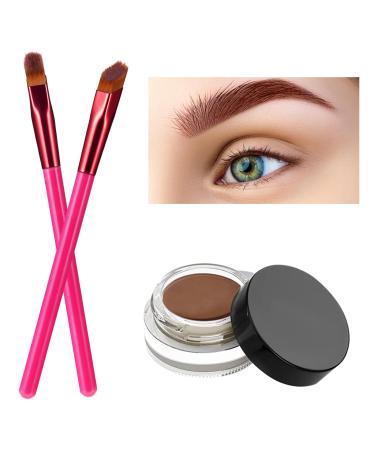 Eyebrow Care Kit Makeup Tools: Eyebrow Stamp Shaping Kit with Two Eyebrow Brush and Eyebrow Cream(Dark Brown)