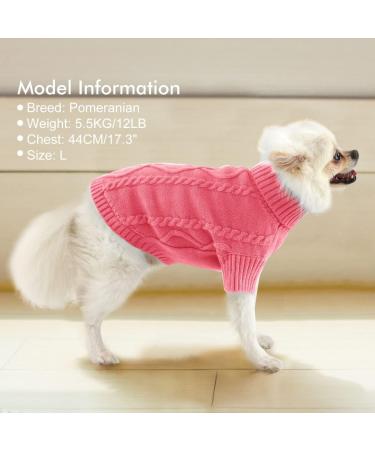 Warm Turtleneck Dog Sweater for Small Dogs & Cats - Classic Knitting Winter Puppy Clothing - Pink XXL - Buy Online on GoSupps.com