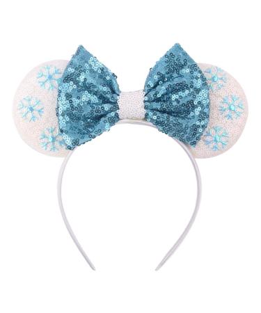 Blue Ice Snow Headband with Crown Headband Sequins Glitter Mouse Ears Bow Headband Hair Hoop bands Accessories Headdress for Girls Party Supplies Hot Pink Princess Dress Up