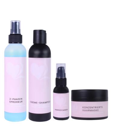 Hair2heart care set for real hair extensions hair extensions-2-phases spray cure cream shampoo hair oil and hair mask for bright healthy hair