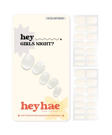 Semi Cured Gel Nail Strips | Sun Cured Gel Nail Wraps No LED Lamp Needed Easy Apply & Remove | Includes 28 Strips 1 Prep Pad 1 Nail File & 1 Wooden Stick - Hey Girls Night