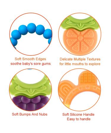 Baby Teething Toys 4 PCS BPA Free Silicone Baby Teethers  Freezer Safe Organic Infant Teething Toys Soft & Textured for Natural Brain Development - Buy Online on GoSupps.com
