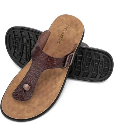 Harssidanzar Men's Orthotic Arch Support Flip-Flops, Snakeskin Design, Size 11 - Buy Online on GoSupps.com