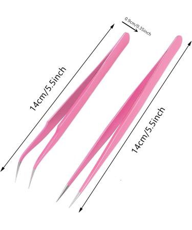 Aoshang 2PCS Stainless Steel Tweezers for Eyelash Extensions and Nail Art - Straight and Curved Tip Nippers for Precise Application - Buy Online on GoSupps.com