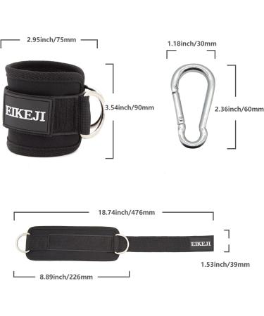 Eikeji Foot Loops Cable Pull Set - 2-Piece D-Ring Foot Cuffs & Carabiners for Fitness Training - Leg Extensions & Glute Workout for Men & Women - Buy Online on GoSupps.com