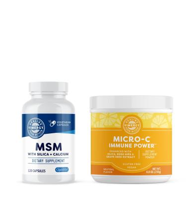 Vimergy Skin Potion Kit Micro-C Immune Power(TM) (250g) and MSM (120 Capsules) Skin Hair & Nail Support + Collagen + Immunity Vegan Paleo Gluten-Free Kosher Pure Potent Daily Supplements