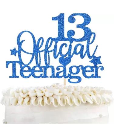 LIANRISES 13th Birthday Cake Topper Personalised Cake Topper Happy Birthday Cake Topper Teenager Birthday Decorations Blue Giltter - Buy Online on GoSupps.com