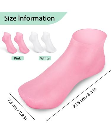 Noverlife 2 Pairs Silicone Moisturizing Aloe Socks for Dry Cracked Feet - Women's Softening Spa Gel Socks - Pink & White - Buy Online on GoSupps.com