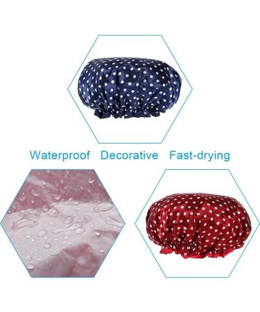 Shower Hood for Women - 3 Pack Double-Lying Waterproof Bathing Cap | Reusable Bath Hood with Rubber Band | Spa & Salon Bathroom Accessories - Buy Online on GoSupps.com