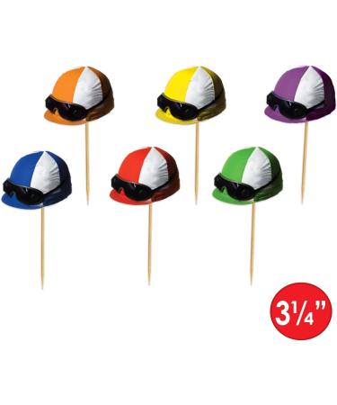 Beistle 60966 Jockey Helmet Food Party Picks 150 Piece Derby Day Decorations Sports Cupcake Toppers Paper Wood Multicolored - Buy Online on GoSupps.com