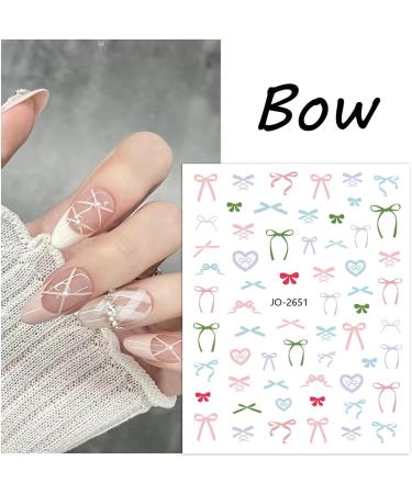 6 Sheets Cute Pink Bow Nail Stickers for Nail Art | 3D Self-Adhesive Decals with Tweezers | Colorful DIY Nail Supplies for Women & Girls - Buy Online on GoSupps.com
