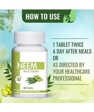 Neem Capsules Supplement for Hair Body Clean and Healthy Skin Pure Herbs for Skin Wellness Improves Skin Health -60 Capsules - Buy Online on GoSupps.com