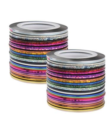 Dadabig 60 PCS Colours Striping Tape Line Nail Art Stripes Nail Line Stickers Nail Strips Tape Decoration DIY Nail Tips 30 Colors 1mm 20m/Roll