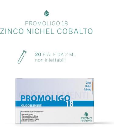  PromoPharma Promoligo 18 - Zinc/Nickel/Cobalt - Food Supplement Essential Oils - Zinc Nickel and Cobalt - Gluten-free - 20 x 2ml ampoules - Buy Online on GoSupps.com