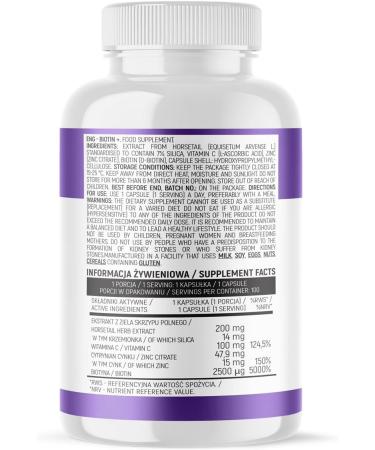 Biotin Plus - Support for Hair Skin and Nails - Horsetail Vitamin C Zinc and Biotin - 100 Capsules - Food Supplement without Additives INSPORT Nutrition - Buy Online on GoSupps.com