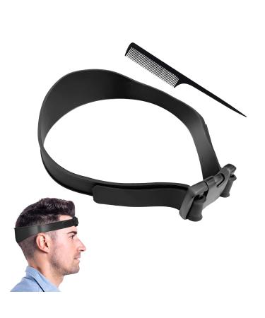 1 Piece of Hair Styling Aid Band with 1 Piece of Pointed Tail Comb Silicone Hair Band Adjustable Hair Cutting Band Hair Cutting Tools Suitable for Barber Shops DIY Hair Cutting (Black)