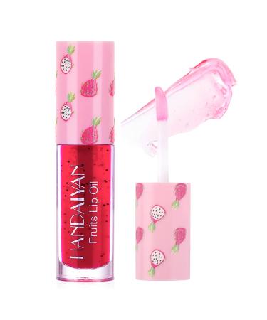 GL-Turelifes Lip Plumper Gloss Fruits Color Lipstick Lip Plumping Balm Plumper Lip Gloss Lip Oil Clear Lip Plump Gloss Hydrated Lips Exfoliating scrub Moisturize Eliminate Dryness Wrinkles (#2 Pitaya)