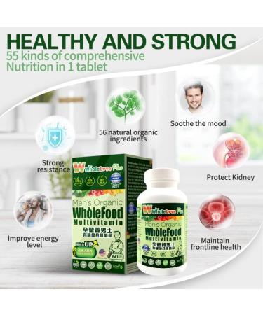 NOTO WholeLove Plus Men's Organic WholeFood Multivitamin Health Supplements for Immune Support Vitamin Vegan Friendly 60 Tables - Buy Online on GoSupps.com