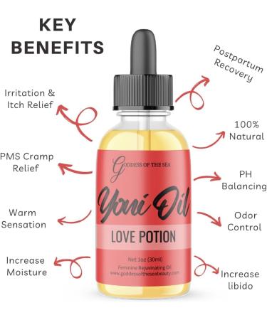 Rose Love Potion Yoni Oil - Stimulating Warm Sensation Feminine Care | Natural Ingredients for Odor, Razor Bumps & Dryness | 1 oz Glass Bottle with Dropper - Buy Online on GoSupps.com