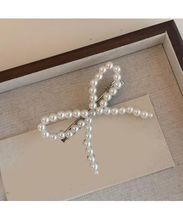 hgnxa Elegant Hair Barrettes Accessory Stylish Pearls Bowknot Hair Clip Unique and Interesting Barrette Hairpin Jewelry Silver - Buy Online on GoSupps.com