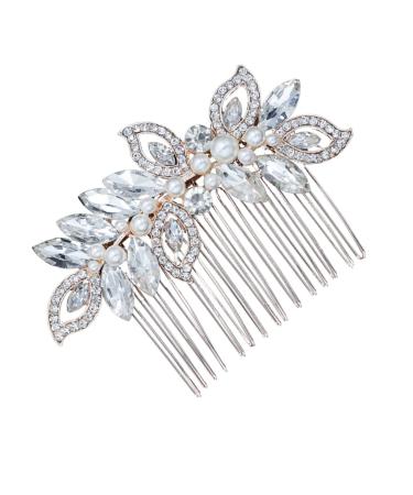 MAGICLULU Rhinestone Hair Comb Bridal Headdress Wedding Headpiece for Bride Bridal Headpieces Gold Hair Comb Bridal Comb Wedding Headdress Gold Headpiece Hair Combs for Hairpin