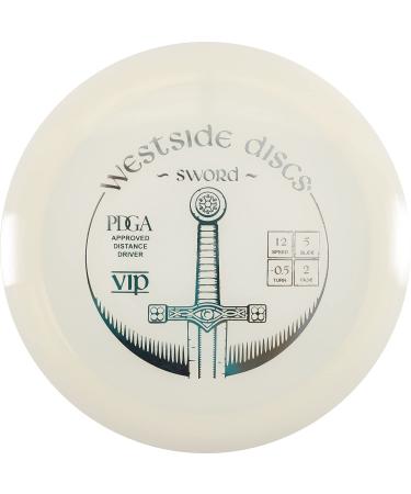 Westside Discs VIP Sword Disc Golf Disc | User Friendly and Controllable Disc Golf Disc | Straight Flying Distance Driver | 170g Plus | Stamp Color Will Vary White