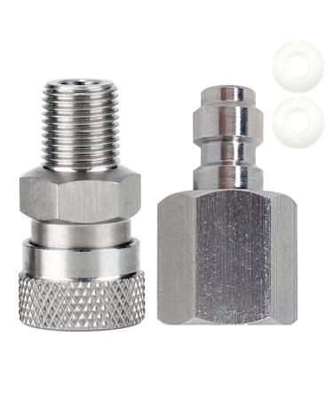 Universal 1/8 inch NPT Female Connector and 8mm Male Plug Fill Nipple Quick-Disconnect Set, Stainless Steel Remote Line Male & Female Set for Paintball HPA CO2 Convertor Air Tool Fittings