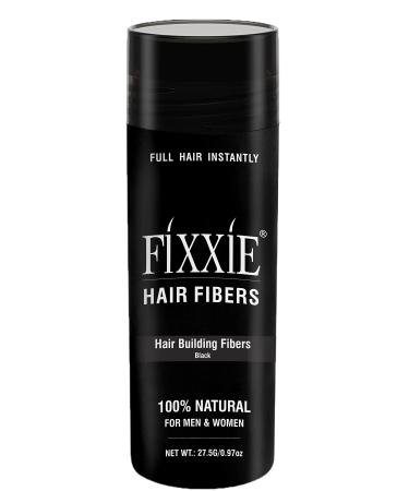 FIXXIE Hair Fibres BLACK for Thinning Hair 27.5g Bottle Hair Fibre Concealer for Hair Loss for Men and Women Naturally Thicker Looking Hair with Keratin Hair Fibers.