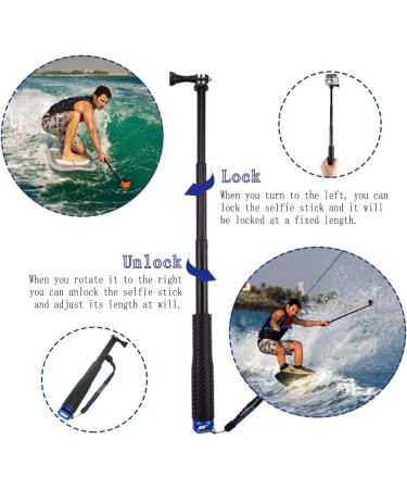 VVHOOY Selfie Stick Extendable Aluminum Monopod for Gopro Hero and Action Cameras - 11.25-37inch Telescopic Pole - Buy Online on GoSupps.com