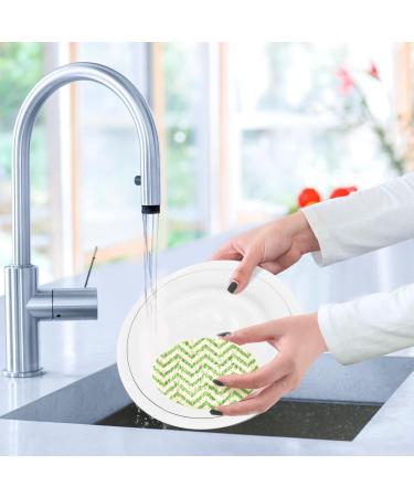 3-Pack Cleaning Kitchen Sponges Oval Cartoon Green Stripes Kitchen Cellulose Dishwashing Wood Pulp Cotton - Buy Online on GoSupps.com