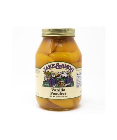 Jake & Amos Vanilla Peach Halves- Home-Made Style- Traditional Recipe- 33 oz. (2 Jars)