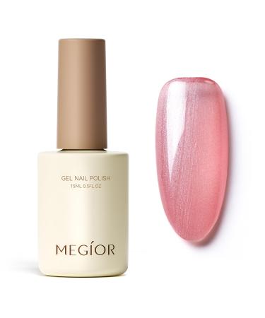 MEGIOR Pearl Jelly Red Gel Nail Polish 15ML Shimmer Gel Polish 1PC White Glitter Nail Polish Gel Soak Off UV Gel Polish Translucent Color Neutral Gel Polish for Nail Art Manicure DIY at Home