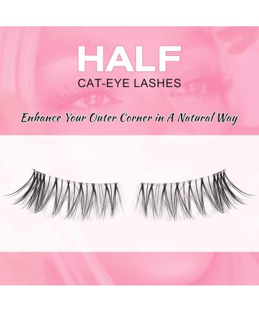 Sixstarhair Wispy Cat Eye Half Lashes - 10 Pairs of Natural Handmade False Eyelashes with Clear Band for Corner Lashes - H-W8 - Buy Online on GoSupps.com