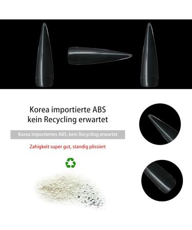 XXL False Nail Tips - 500 Long Stiletto Half Cover Press-On Fake Nails for Women & Girls | Christmas 0076-E2 | International Shipping - Buy Online on GoSupps.com