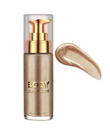 Body Luminizer  Highlighter Makeup Waterproof Moisturizing Glow Illuminator Liquid Foundation for Face & Body Smooth Body Shimmer Lotion(01 Rose Gold)