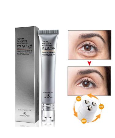 Eye Peptide Serum & Massage Roller for Dark Circles & Puffiness - Nourishing Under Eye Cream - Buy Online on GoSupps.com
