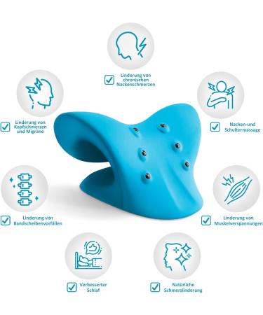 Anzorhal Neck Massage Device - Neck Shoulder Pillow for Pain Relief Cervical Traction & Headache Relief | Magnet Therapy (Blue) - Buy Online on GoSupps.com