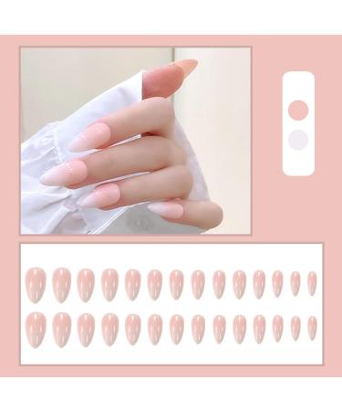 Justotry 24-Piece Glossy Almond Press-On Nails - Gradient Peach & Pink French Tips Trendy Oval Acrylic Fingernails for Women - Buy Online on GoSupps.com