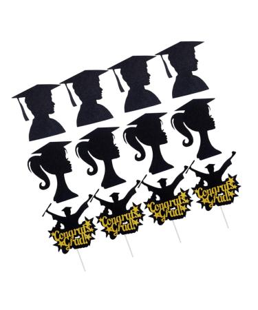 WHAMVOX 30pcs Insert Card Appetizer Decorative Topper Grad Cap Cupcake Topper Birthday Party Treat Picks Birthday Cupcake Topper Cake Decoration Congrats Pick Paper Graduation Season Fruit