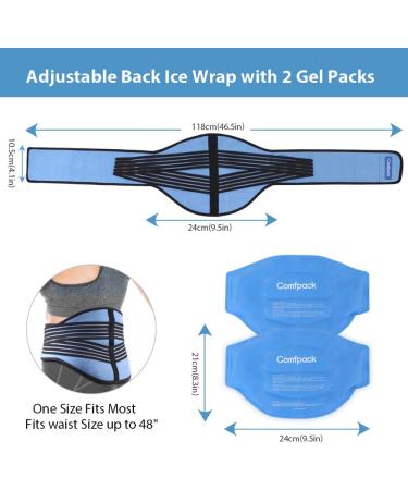 Comfpack Ice Pack for Back Pain Relief - Reusable Hot Cold Compress Back Ice Wrap | 2 Packs for Lower Back Pain, Sciatica, Injuries & Surgery - Buy Online on GoSupps.com