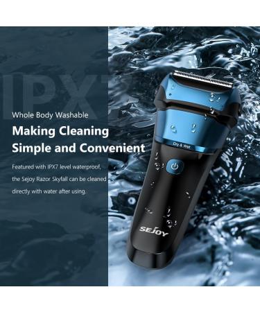 Sejoy Electric Razor for Men - Wet & Dry Foil Shaver with 3-Blade 7500 RPM Motor IPX7 Waterproof - Peacock Blue | International Shipping - Buy Online on GoSupps.com